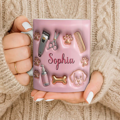 Professional Pet Grooming Accessories Dog Paws Bone And Scissors - Personalized Custom Coffee Mug - JBS151_MG
