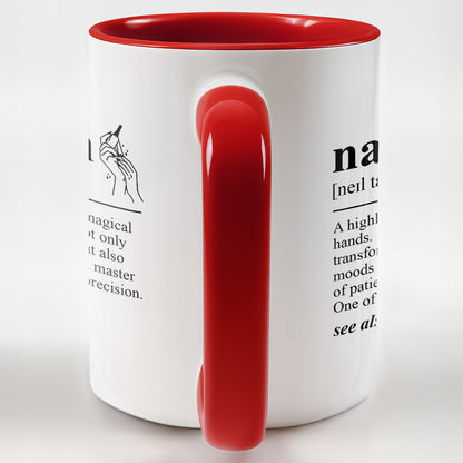 Nail Tech Definition Highly Skilled Artist With Magical Hands And Nail Polish - Personalized Custom Accent Mug - JBS180_AMUG