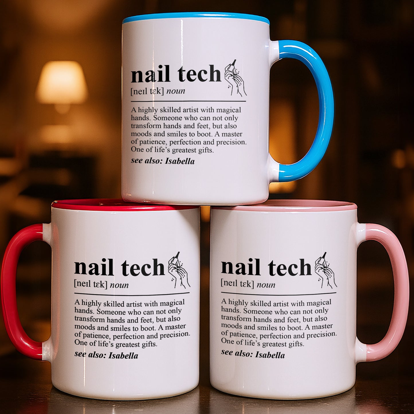Nail Tech Definition Highly Skilled Artist With Magical Hands And Nail Polish - Personalized Custom Accent Mug - JBS180_AMUG