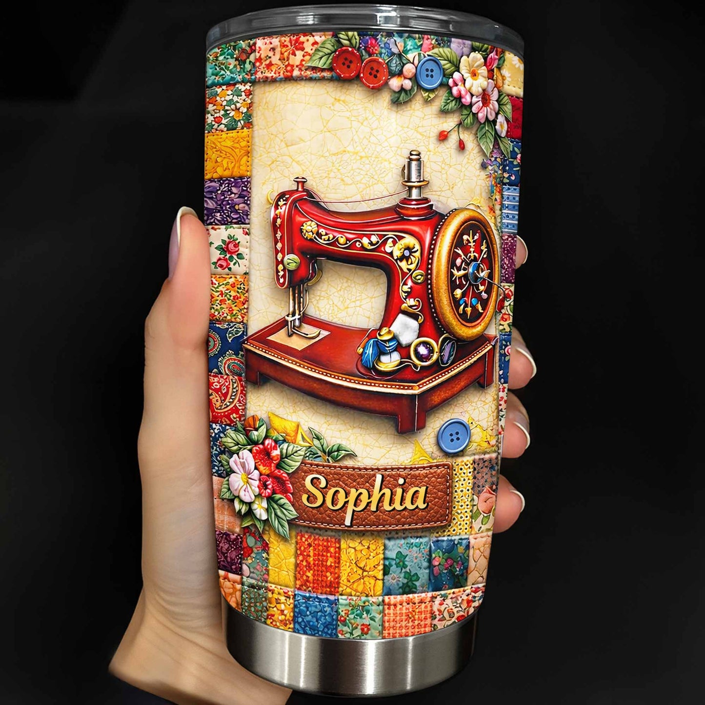 I Don't Hoard Fabric Shop Faster Sewing Machine Patchwork Flowers - Personalized Custom Stainless Steel Tumbler 20oz 30oz - JBS196_TB
