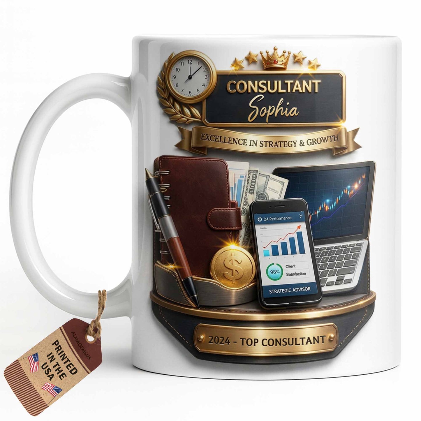 Consultant Excellence In Strategy And Growth With Professional Business Objects - Personalized Custom Coffee Mug - JBS205_MG