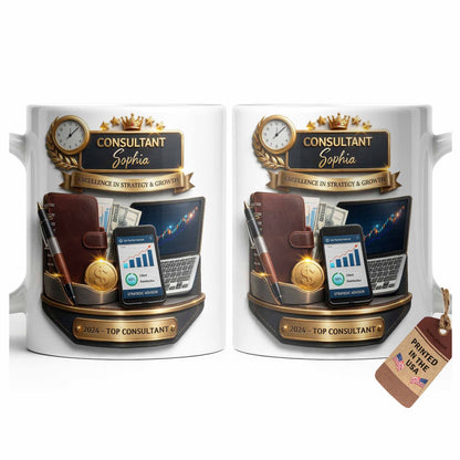 Consultant Excellence In Strategy And Growth With Professional Business Objects - Personalized Custom Coffee Mug - JBS205_MG