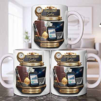 Consultant Excellence In Strategy And Growth With Professional Business Objects - Personalized Custom Coffee Mug - JBS205_MG