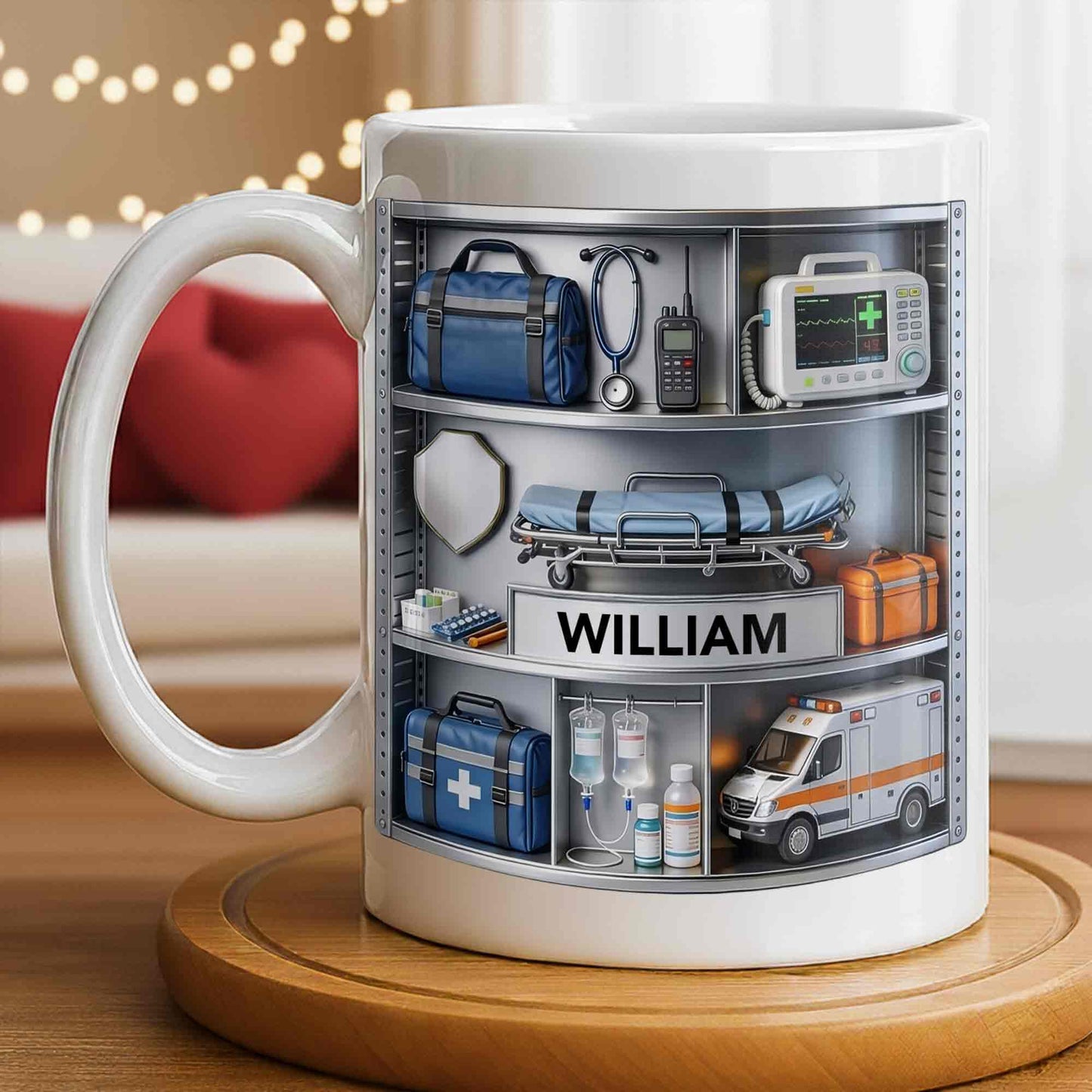 Save Lives Every Day Ambulance Driver With Medical Equipment 3D Effect - Personalized Custom Coffee Mug - JBS213_MG