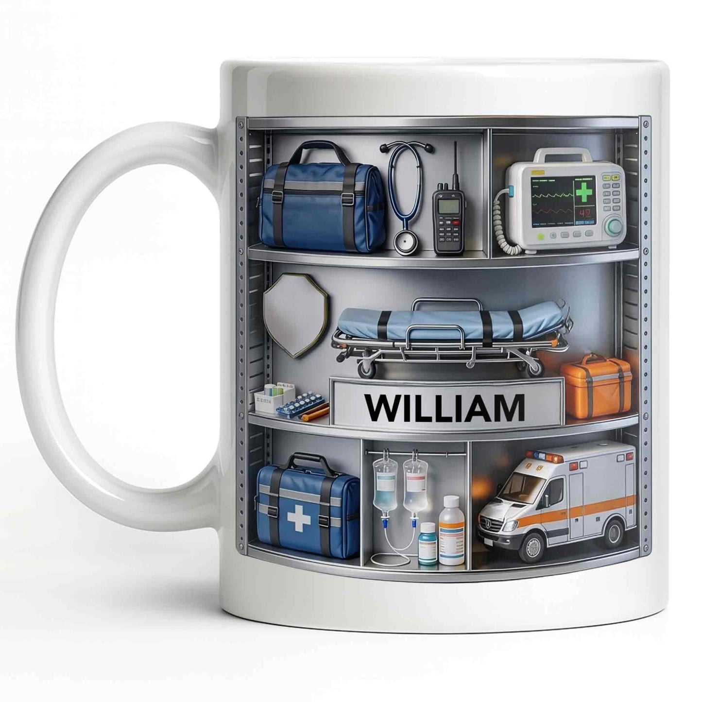 Save Lives Every Day Ambulance Driver With Medical Equipment 3D Effect - Personalized Custom Coffee Mug - JBS213_MG
