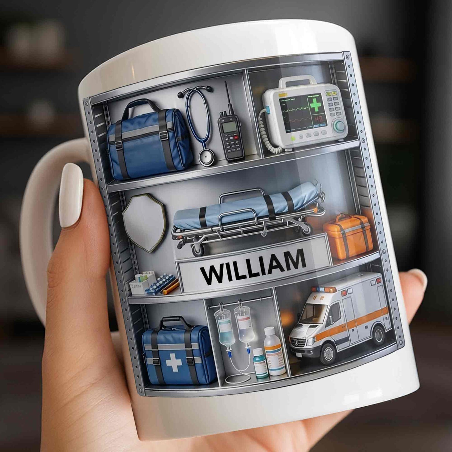 Save Lives Every Day Ambulance Driver With Medical Equipment 3D Effect - Personalized Custom Coffee Mug - JBS213_MG