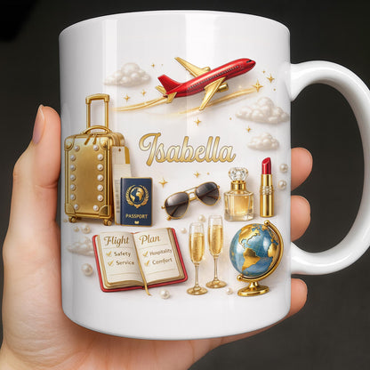 Flight Plan Safety Service Comfort With Airplane and Travel Essentials - Personalized Custom Coffee Mug - JBS235_MG