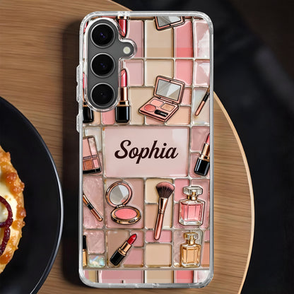 A Palette Of Beauty With Stained Glass Makeup Kit Pattern - Personalized Clear Phone Case - JBS245_PHC