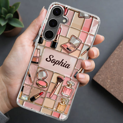 A Palette Of Beauty With Stained Glass Makeup Kit Pattern - Personalized Clear Phone Case - JBS245_PHC