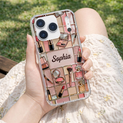 A Palette Of Beauty With Stained Glass Makeup Kit Pattern - Personalized Clear Phone Case - JBS245_PHC