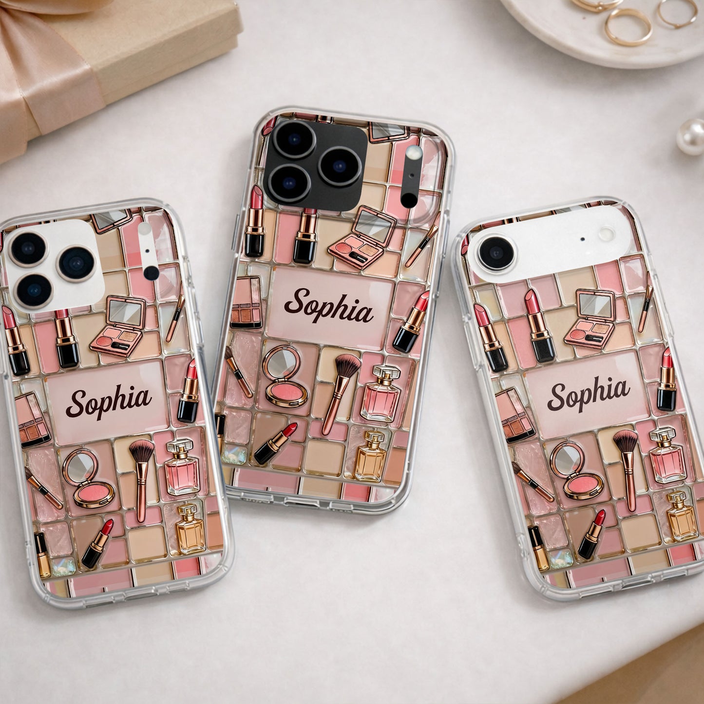 A Palette Of Beauty With Stained Glass Makeup Kit Pattern - Personalized Clear Phone Case - JBS245_PHC