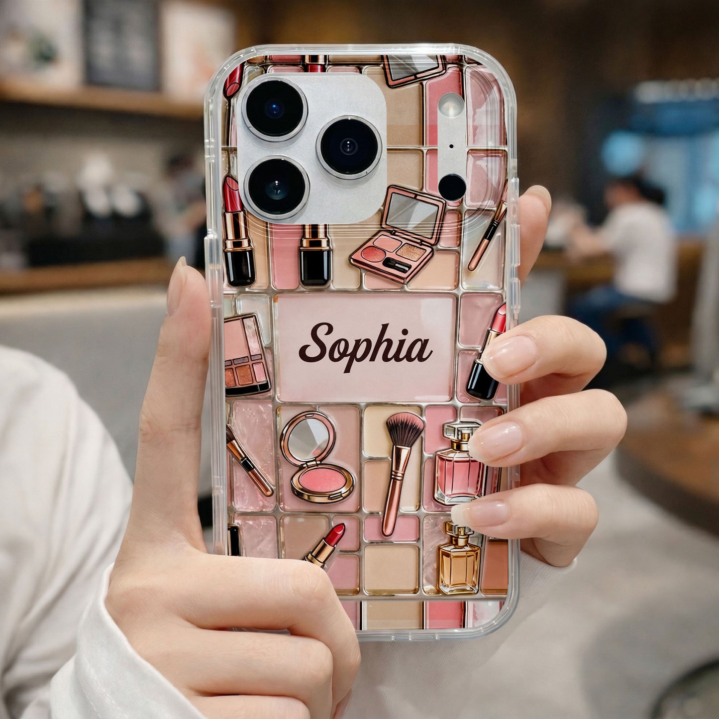 A Palette Of Beauty With Stained Glass Makeup Kit Pattern - Personalized Clear Phone Case - JBS245_PHC