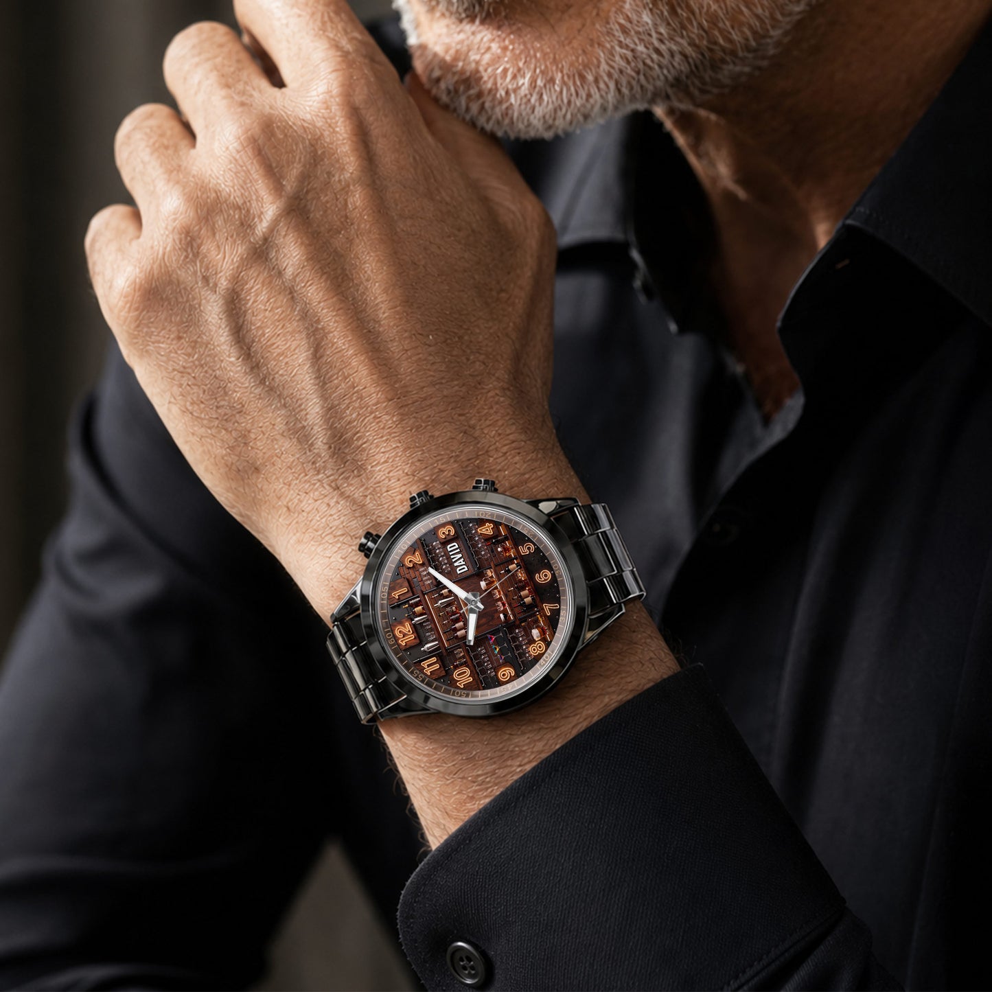 Master Of Mixes And Keeper Of Good Times Bar Shelf Design - Personalized Custom Men's Watch - JBS305_CUMWA