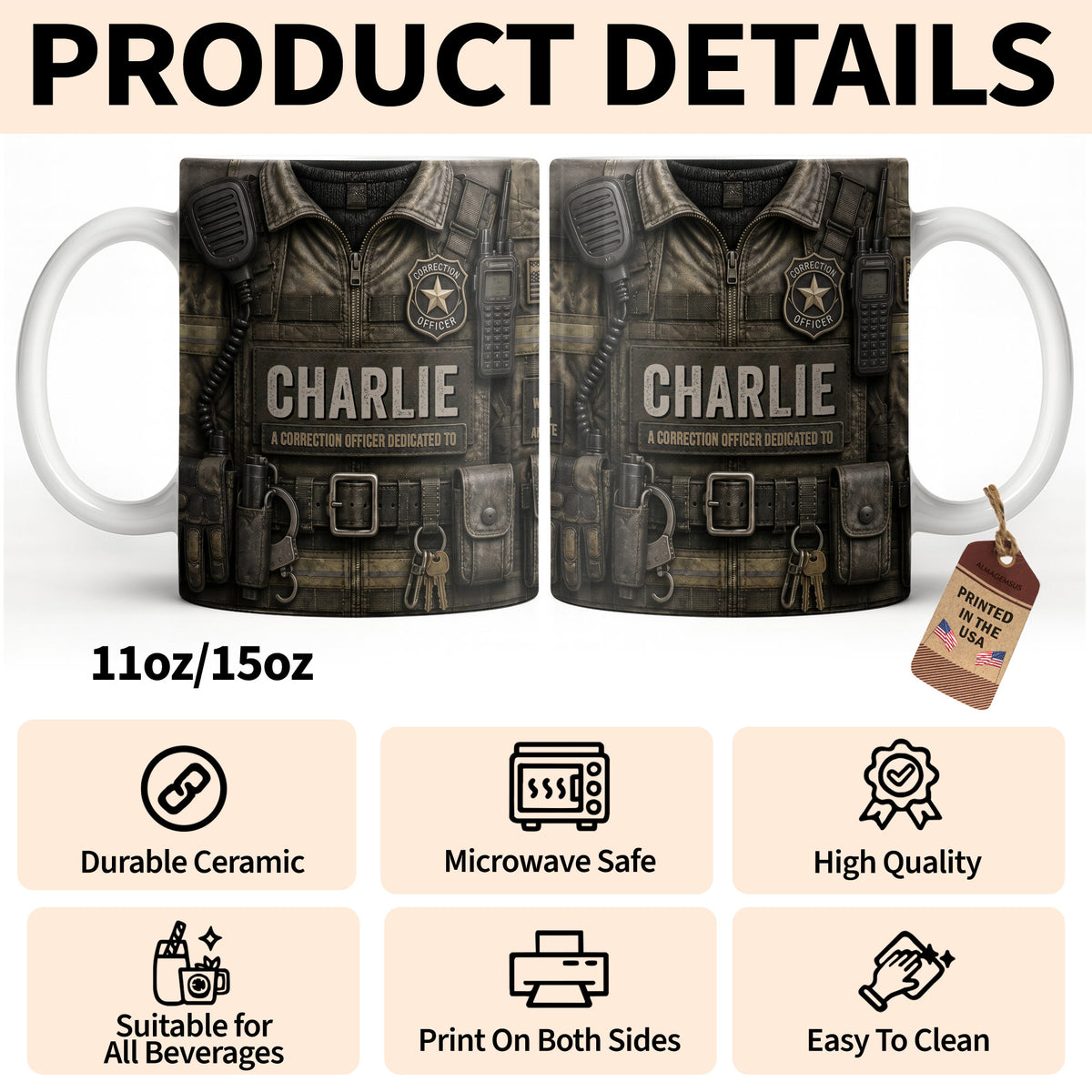 A Correction Officer Dedicated To Custom Tactical Vest Uniform - Personalized Custom Coffee Mug - JBS315_MG