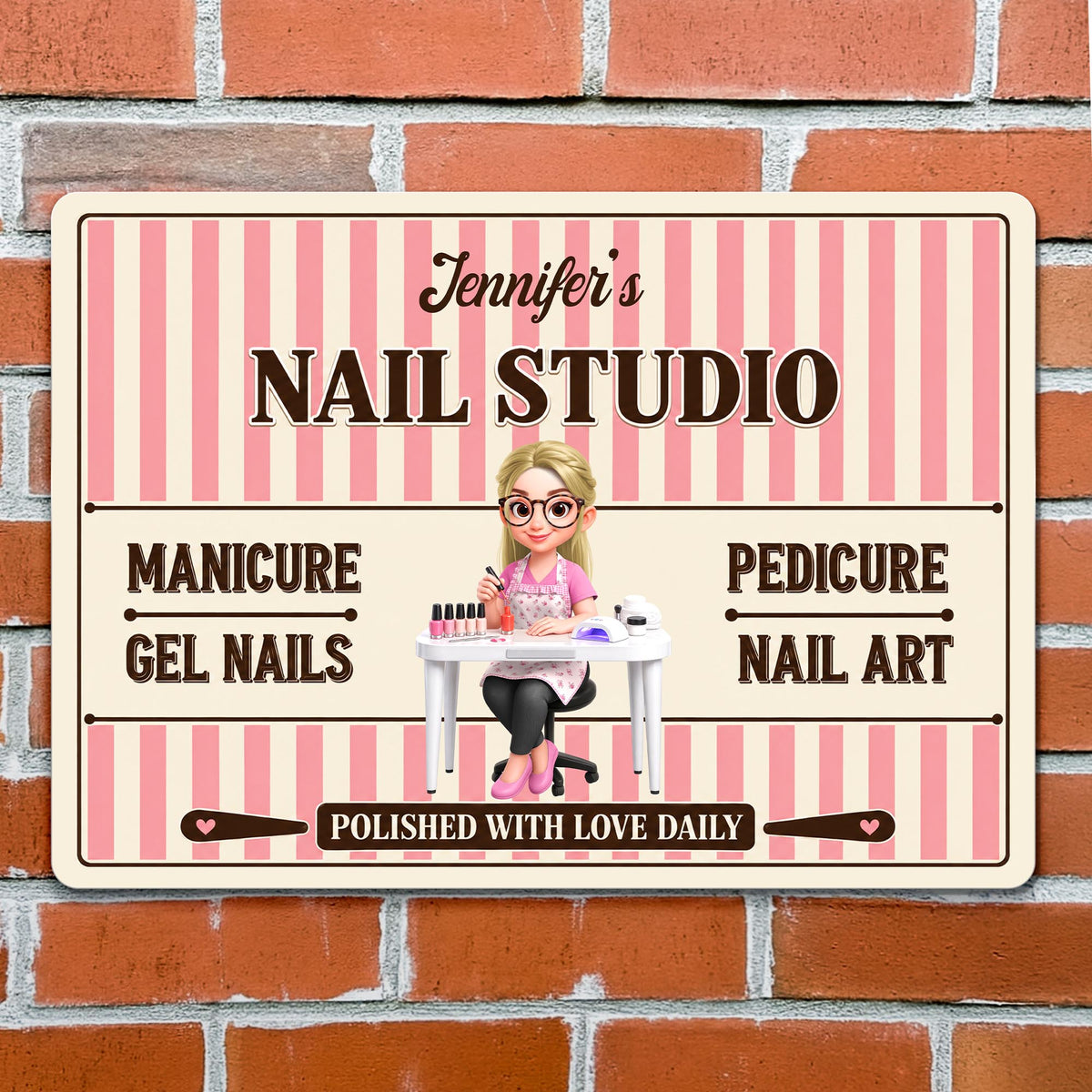 Our Family Nail Studio Manicure Pedicure Polished With Love Nail Artist - Personalized Metal Sign - JBS387_MSIGN