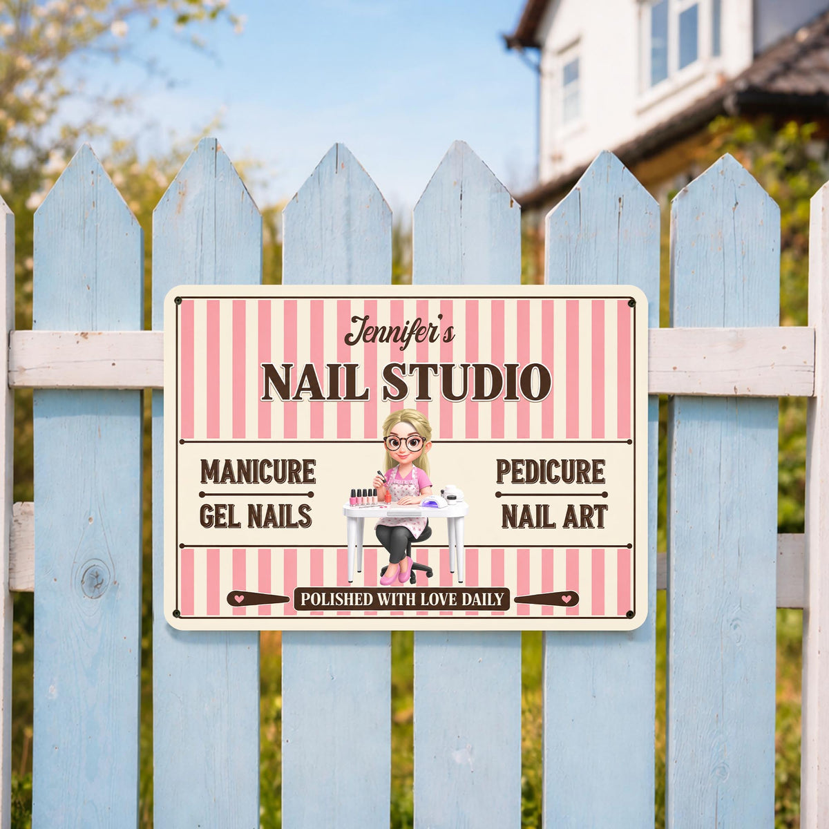 Our Family Nail Studio Manicure Pedicure Polished With Love Nail Artist - Personalized Metal Sign - JBS387_MSIGN
