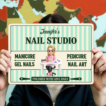 Our Family Nail Studio Manicure Pedicure Polished With Love Nail Artist - Personalized Metal Sign - JBS387_MSIGN