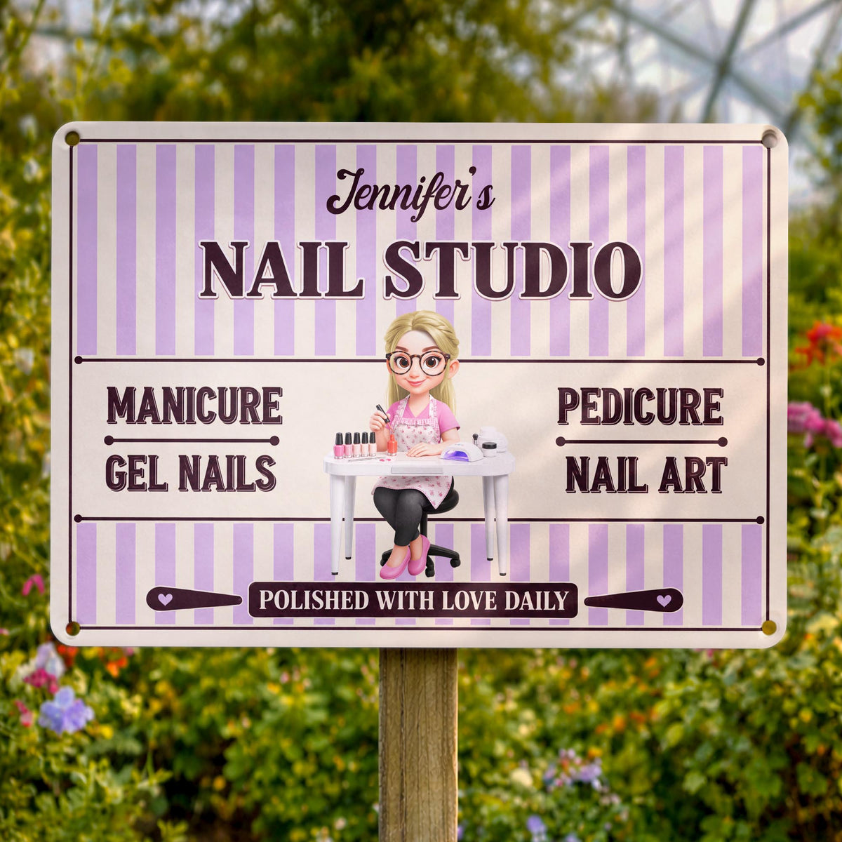 Our Family Nail Studio Manicure Pedicure Polished With Love Nail Artist - Personalized Metal Sign - JBS387_MSIGN
