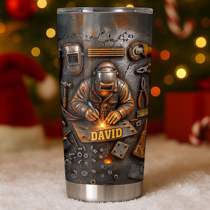 Welder Nutritional Facts And Industrial Welding Tools With Custom Name - Personalized Custom Stainless Steel Tumbler 20oz - JBS392_USTUM