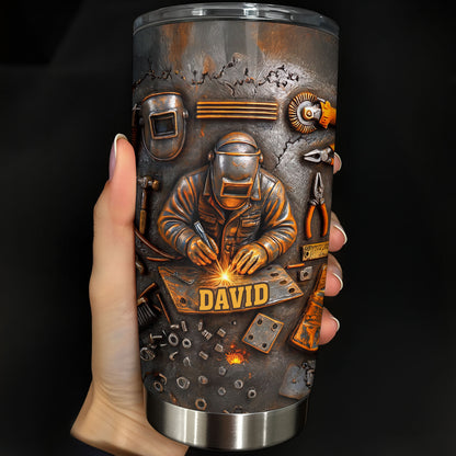 Welder Nutritional Facts And Industrial Welding Tools With Custom Name - Personalized Custom Stainless Steel Tumbler 20oz - JBS392_USTUM