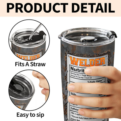 Welder Nutritional Facts And Industrial Welding Tools With Custom Name - Personalized Custom Stainless Steel Tumbler 20oz - JBS392_USTUM