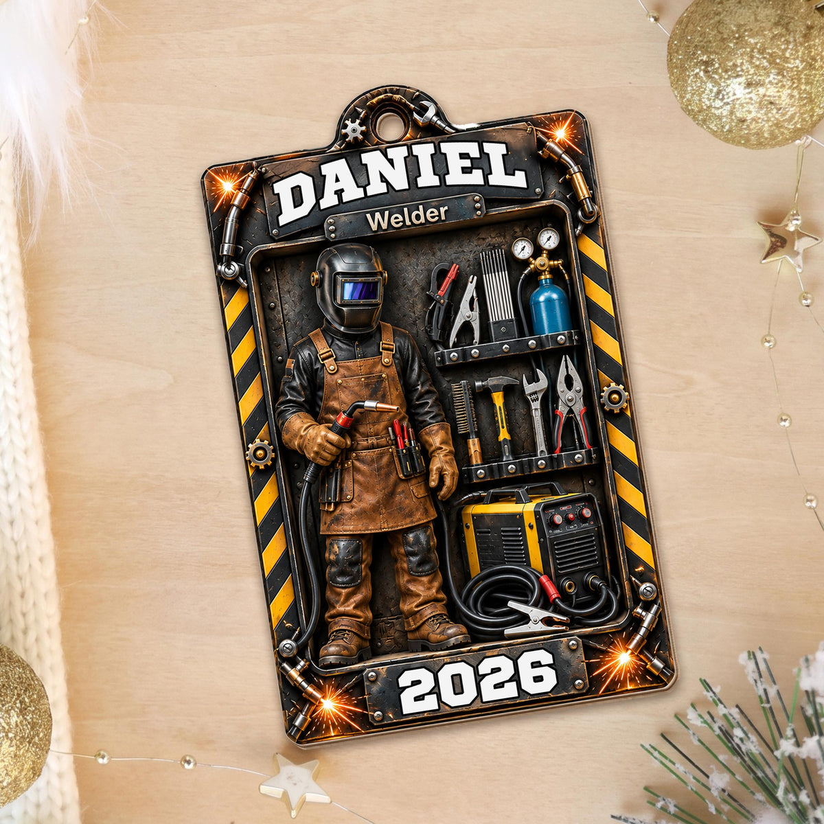 Welder Custom Name With Tools And Welding Mask In Toolbox - Personalized Custom Wood Ornament, Custom Shaped - JBS460_WDO