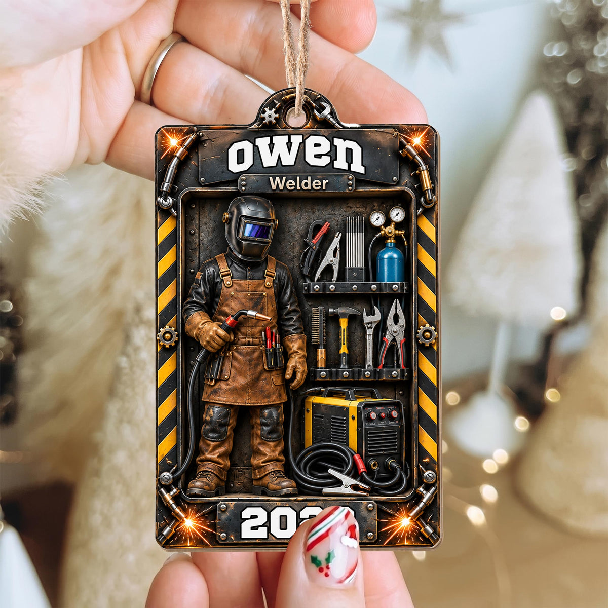 Welder Custom Name With Tools And Welding Mask In Toolbox - Personalized Custom Wood Ornament, Custom Shaped - JBS460_WDO