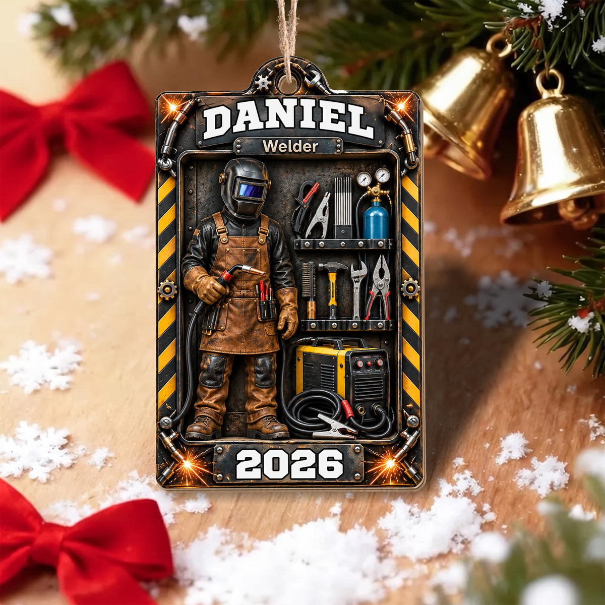 Welder Custom Name With Tools And Welding Mask In Toolbox - Personalized Custom Wood Ornament, Custom Shaped - JBS460_WDO