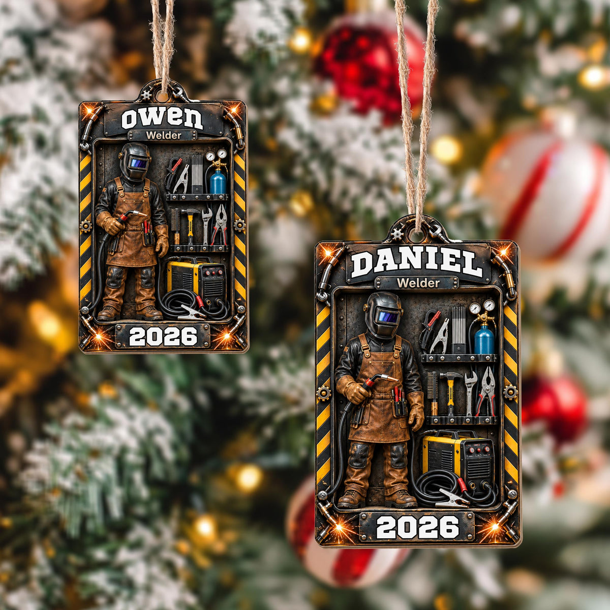 Welder Custom Name With Tools And Welding Mask In Toolbox - Personalized Custom Wood Ornament, Custom Shaped - JBS460_WDO