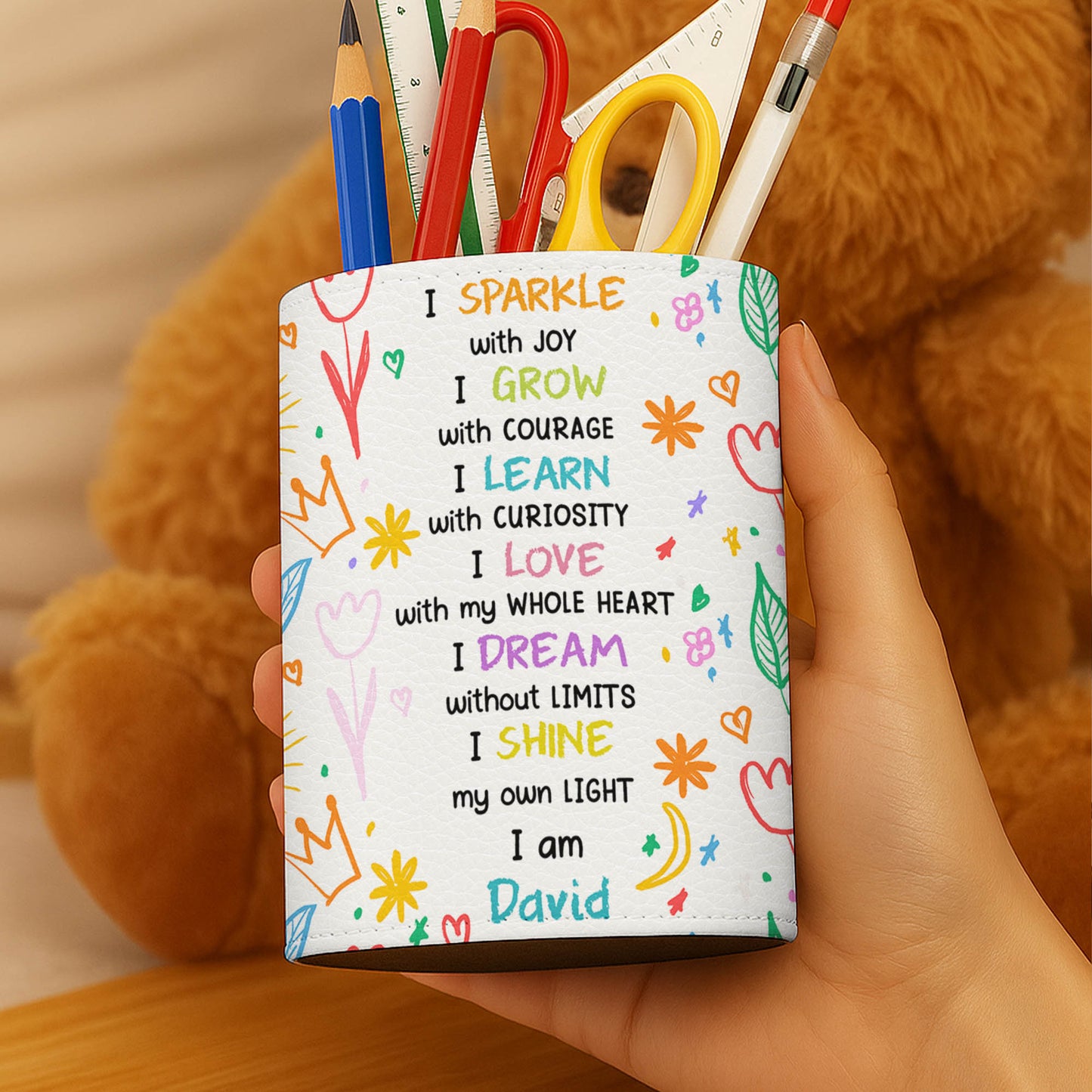 I Sparkle With Joy, Grow With Courage, Stars and Hearts Design