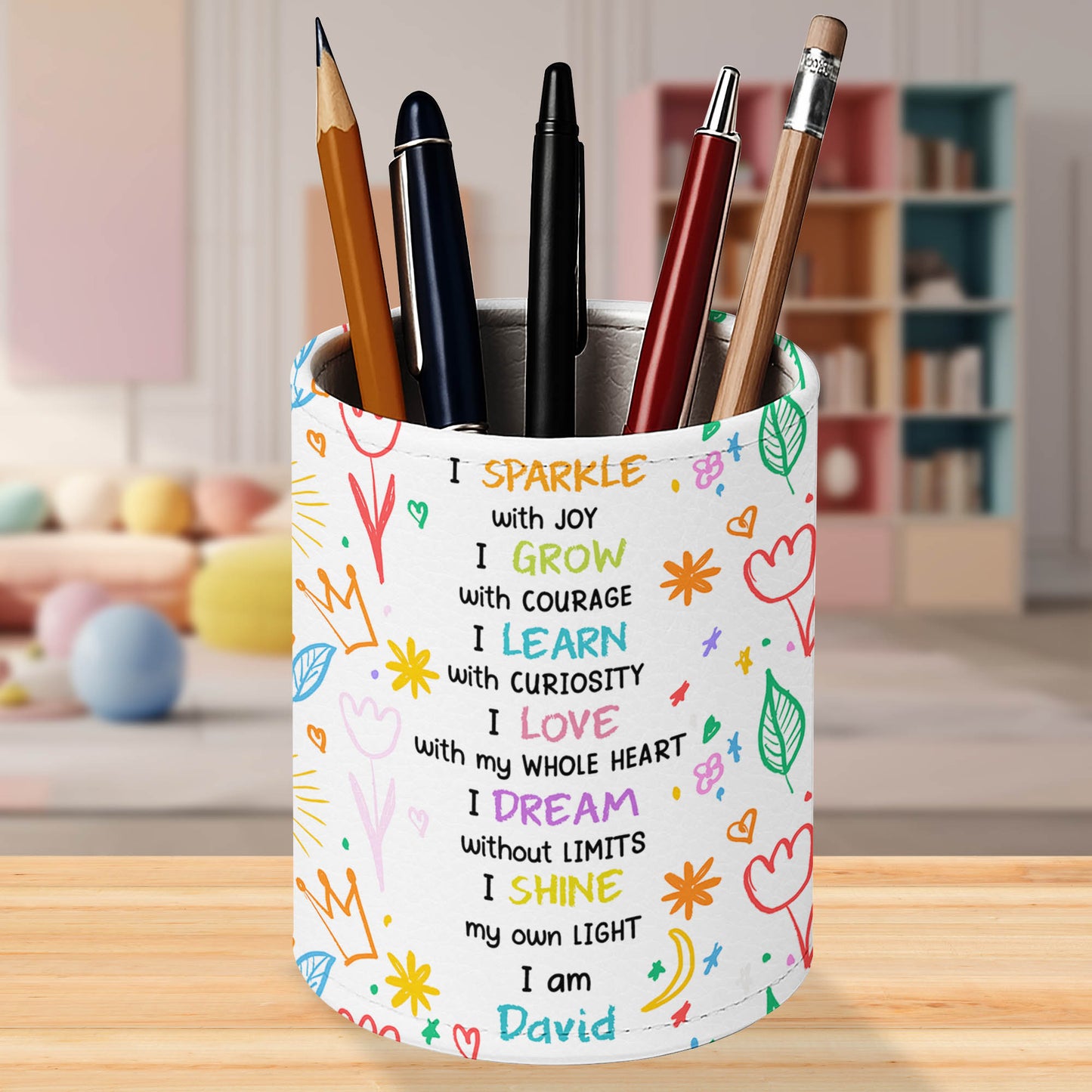 I Sparkle With Joy, Grow With Courage, Stars and Hearts Design