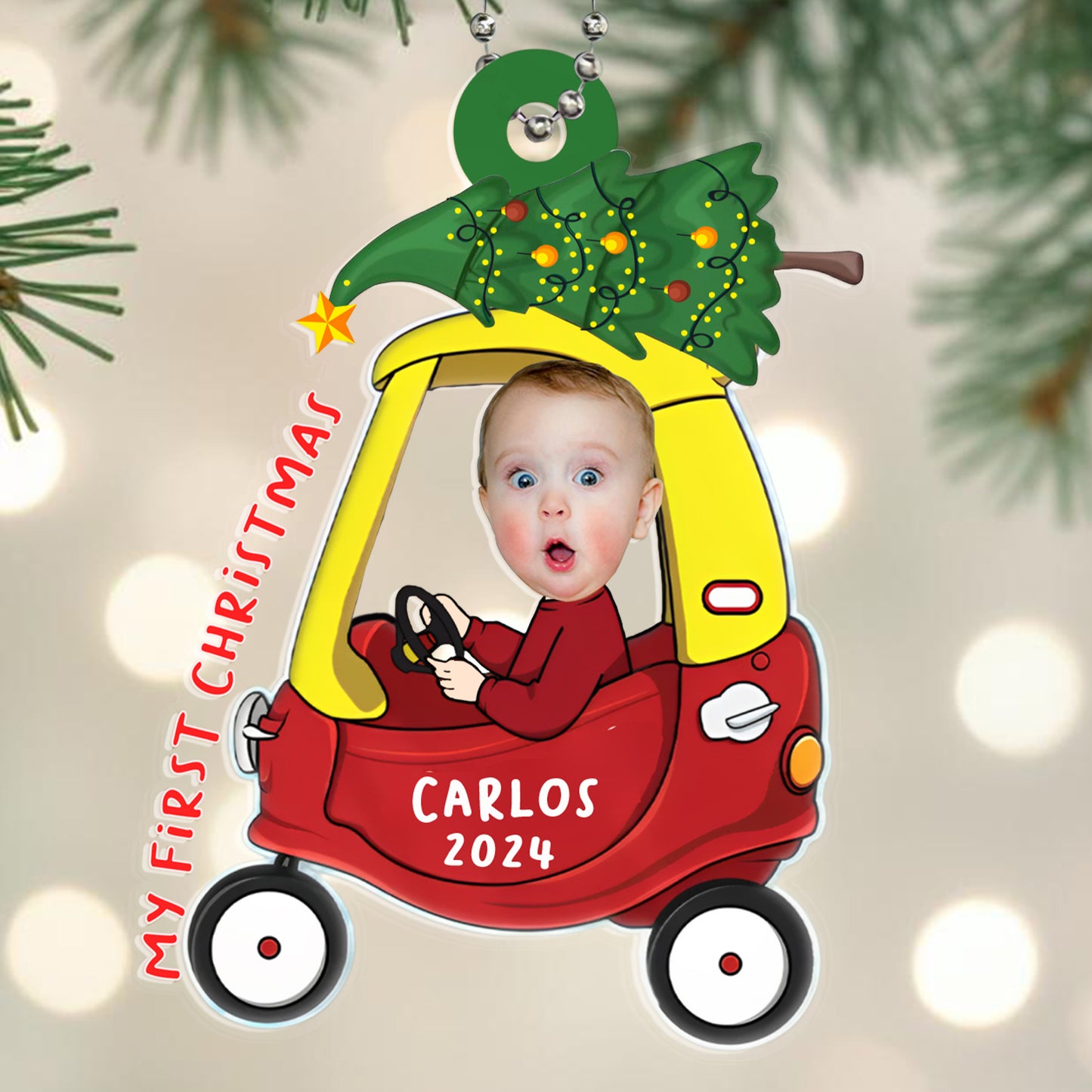 My First Christmas Car Ornament - Personalized Custom Acrylic Ornament, Car Ornament - KID002_HGO