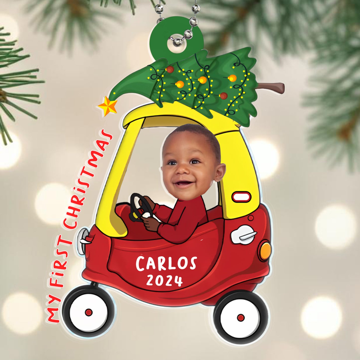 My First Christmas Car Ornament - Personalized Custom Acrylic Ornament, Car Ornament - KID002_HGO