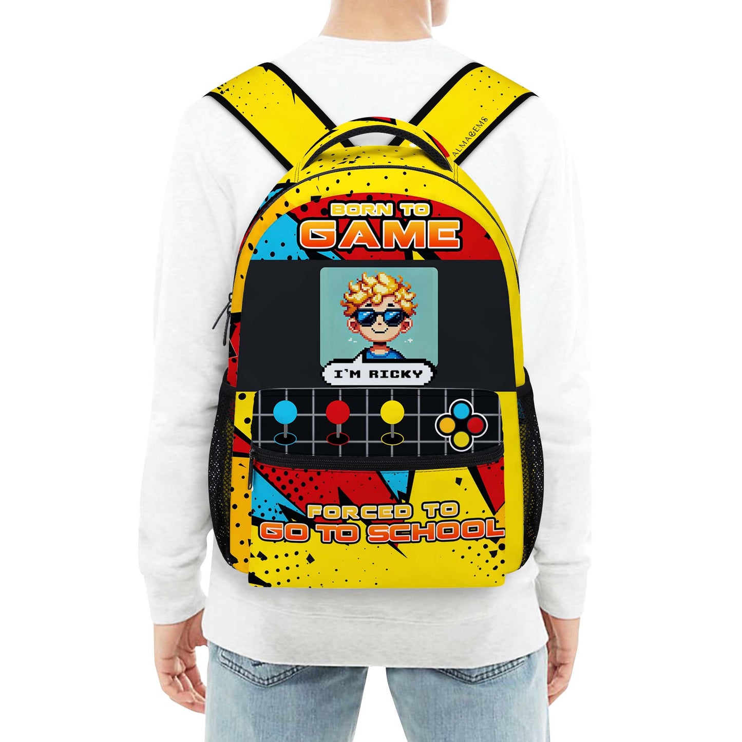 Born to Game, Forced To Go To School - Personalized Custom Backpack - KID004_CB