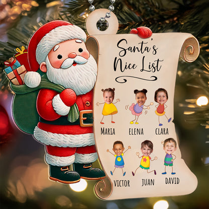 Santa's Nice List Scroll Ornament - Personalized Custom Acrylic Ornament, Car Ornament - KID004_HGO