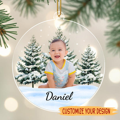 Capture Precious Moments with Magical Wintertime Scenery - Personalized Custom Acrylic Ornament, Christmas Gift - KID010_ACO