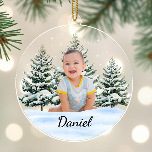 Capture Precious Moments with Magical Wintertime Scenery - Personalized Custom Acrylic Ornament, Christmas Gift - KID010_ACO