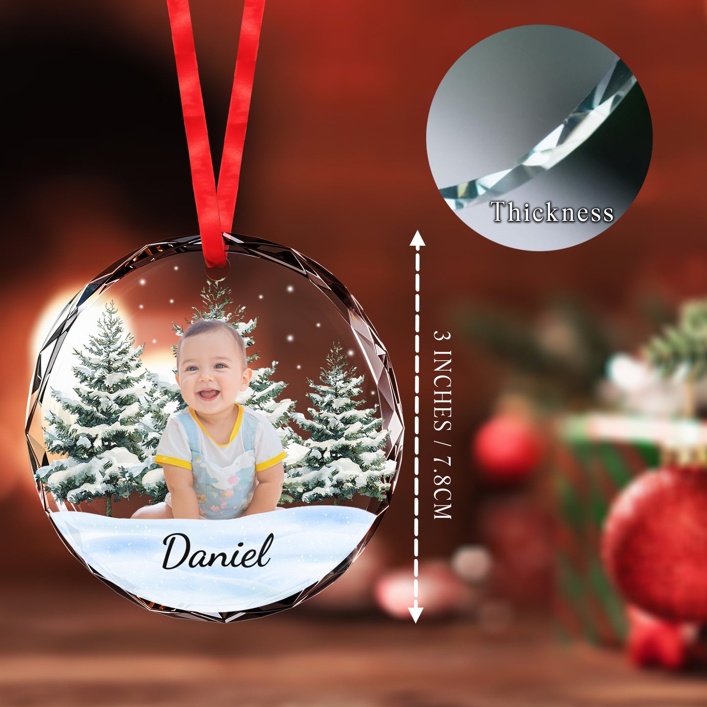 Capture Your Magical Moments Forever Ornament - Personalized Custom Circle Glass Ornament - KID010_CGOR