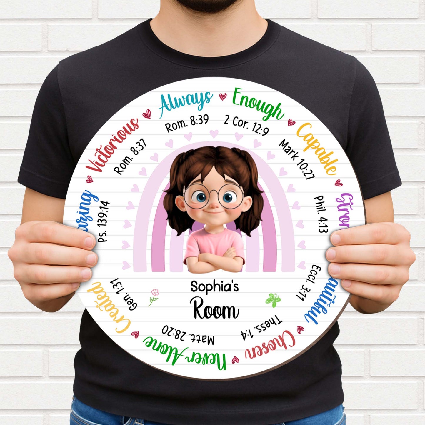 Always Enough, Capable Strong, Cartoon Girl Room Sign