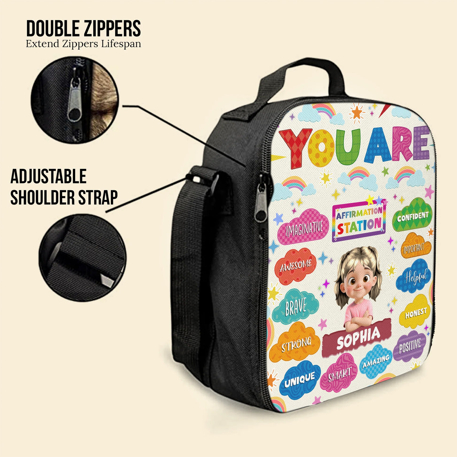 You Are Brave, Strong, Unique, Rainbows and Stars Design