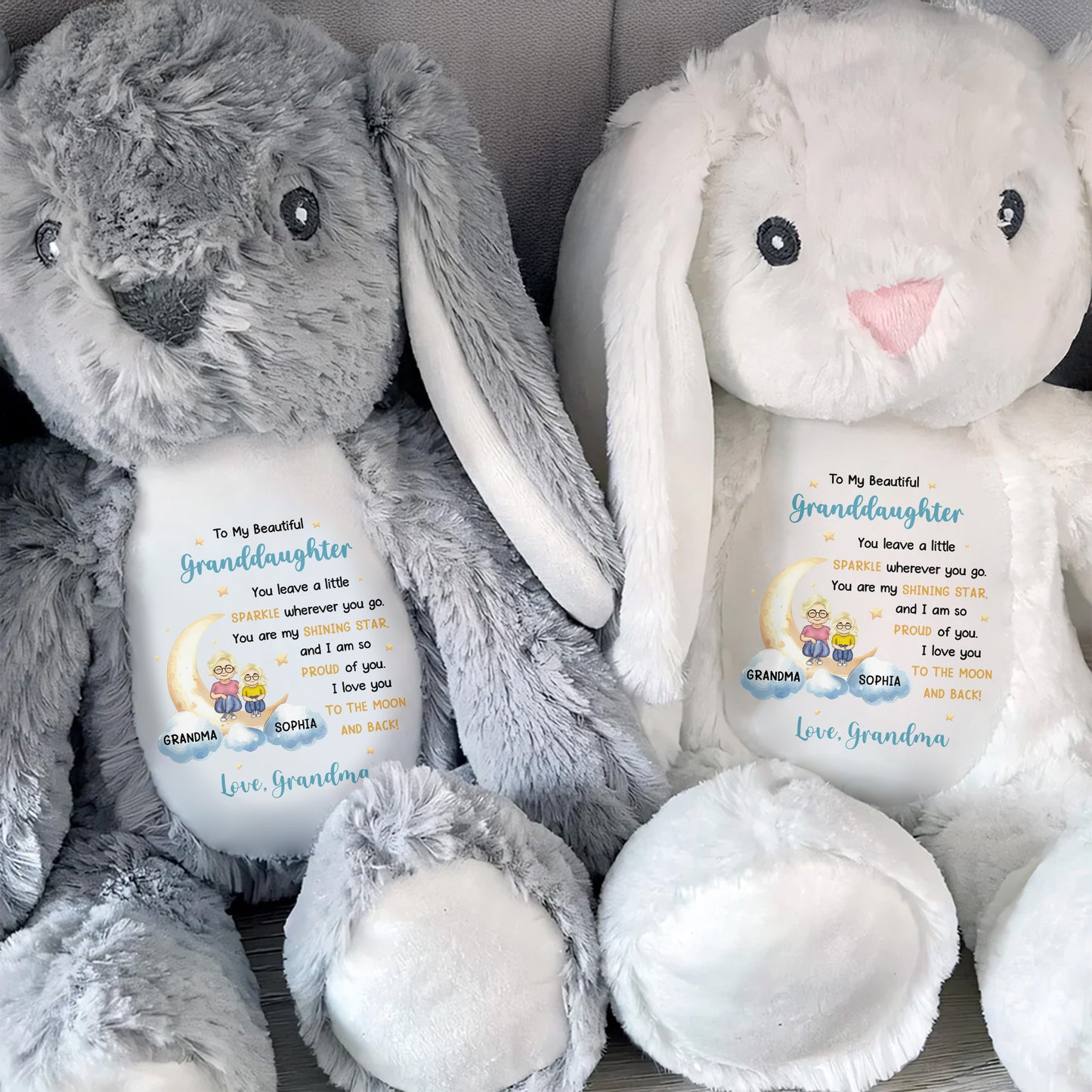 To My Beautiful Granddaughter, You Leave A Little Sparkle Wherever You Go, Stuffed Bunny and Stars