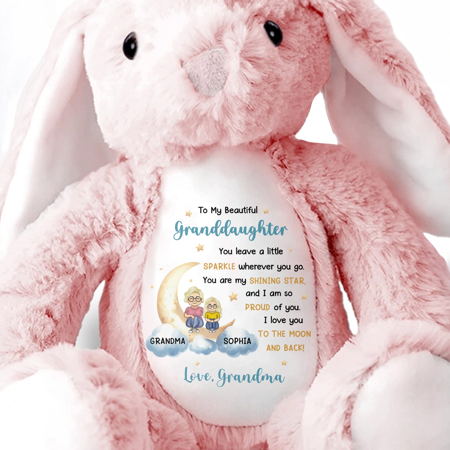 To My Beautiful Granddaughter, You Leave A Little Sparkle Wherever You Go, Stuffed Bunny and Stars