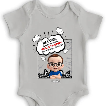 Hey Dad, Thanks For Wiping My Butt & Stuff, Comic Speech Bubble And Cartoon Baby