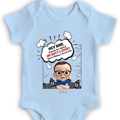 Hey Dad, Thanks For Wiping My Butt & Stuff, Comic Speech Bubble And Cartoon Baby