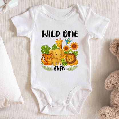 Wild One With Jungle Animals And Flowers