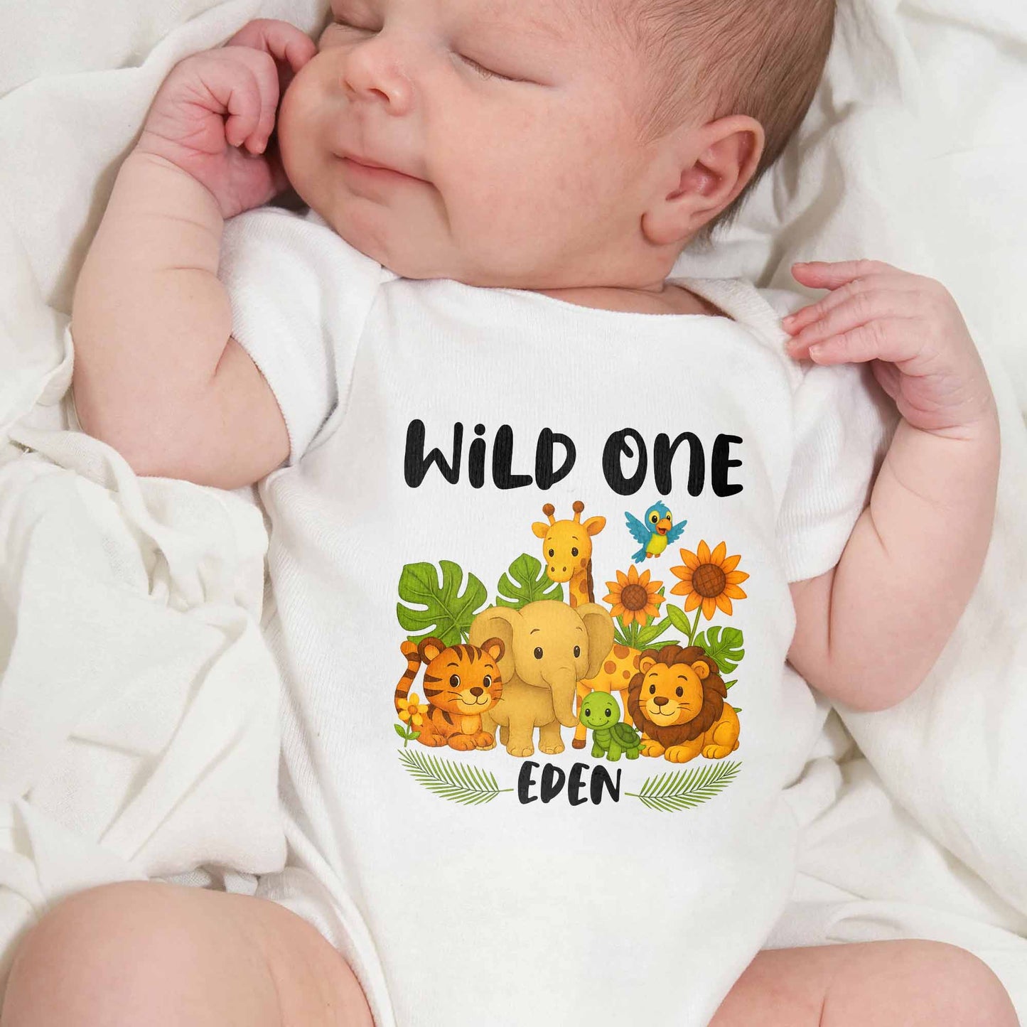 Wild One With Jungle Animals And Flowers