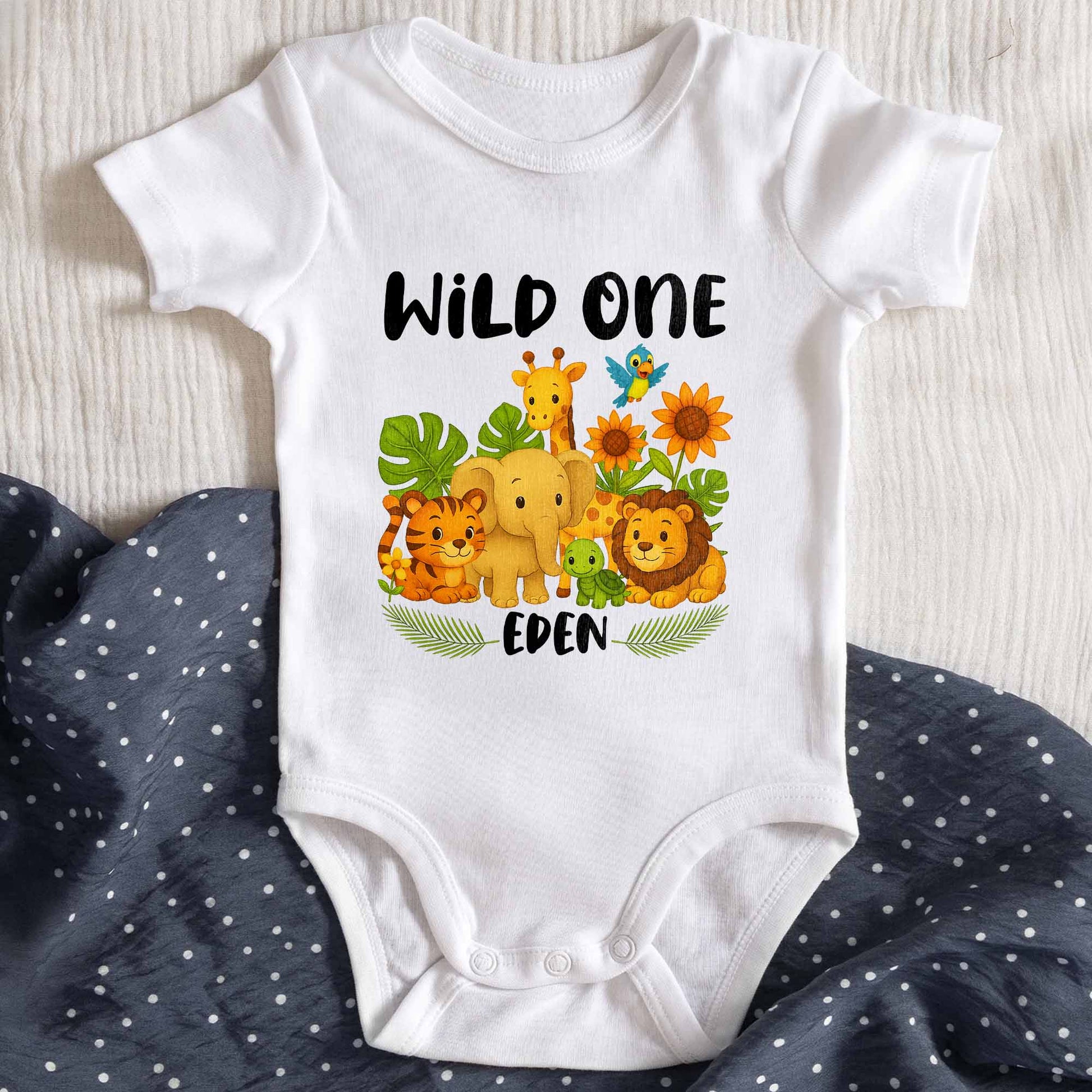 Wild One With Jungle Animals And Flowers