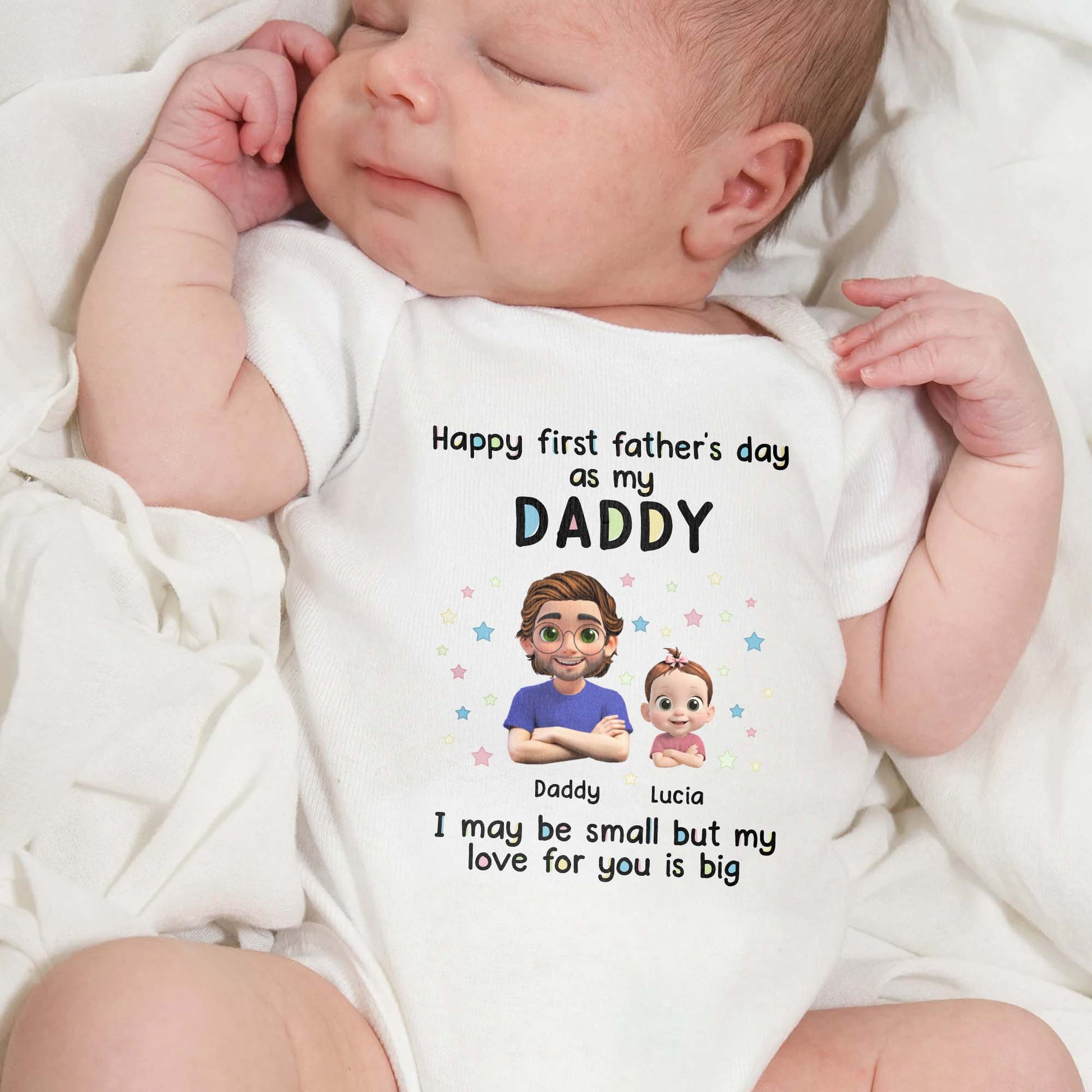 Happy First Father's Day As My Daddy, Stars And Cartoon Figures