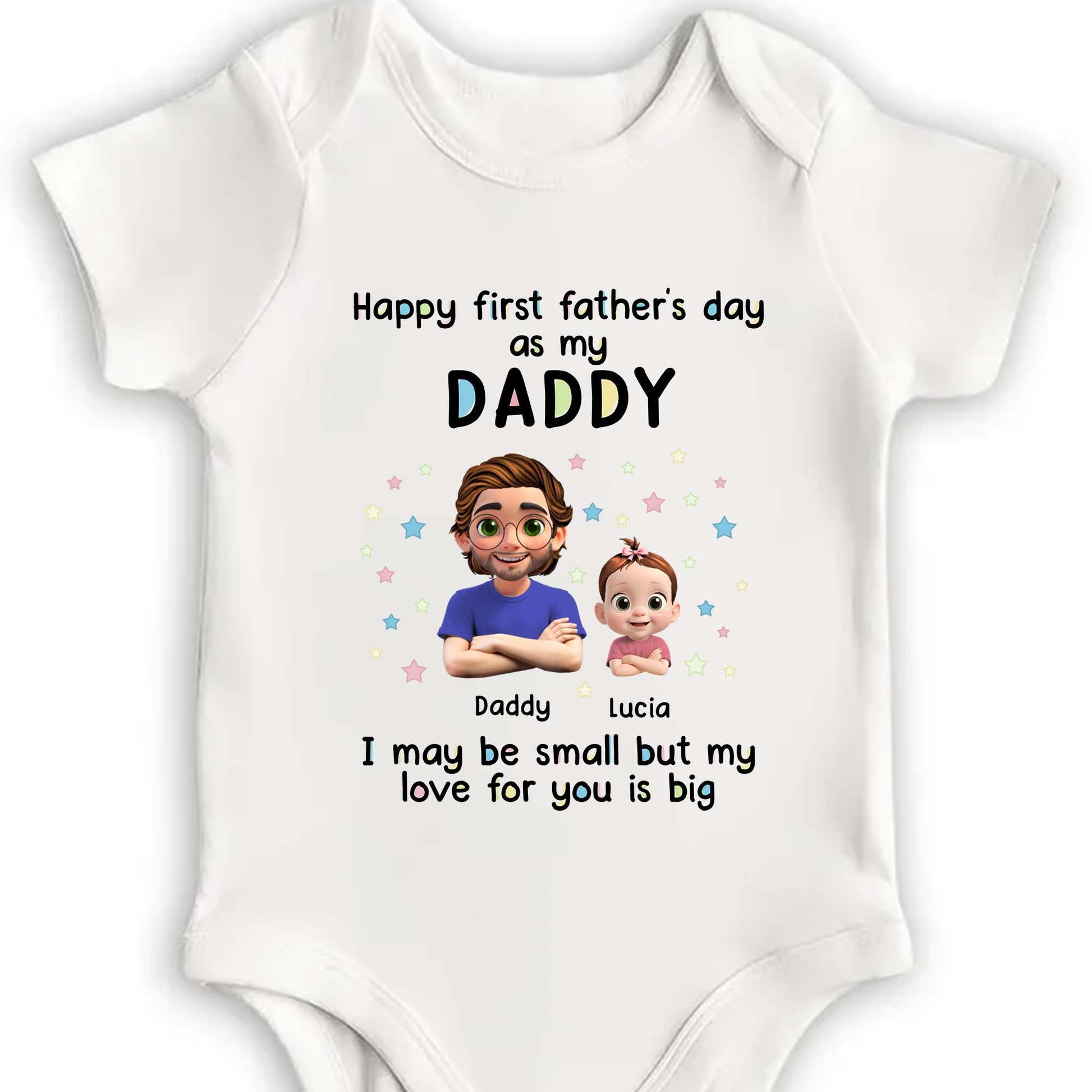 Happy First Father's Day As My Daddy, Stars And Cartoon Figures