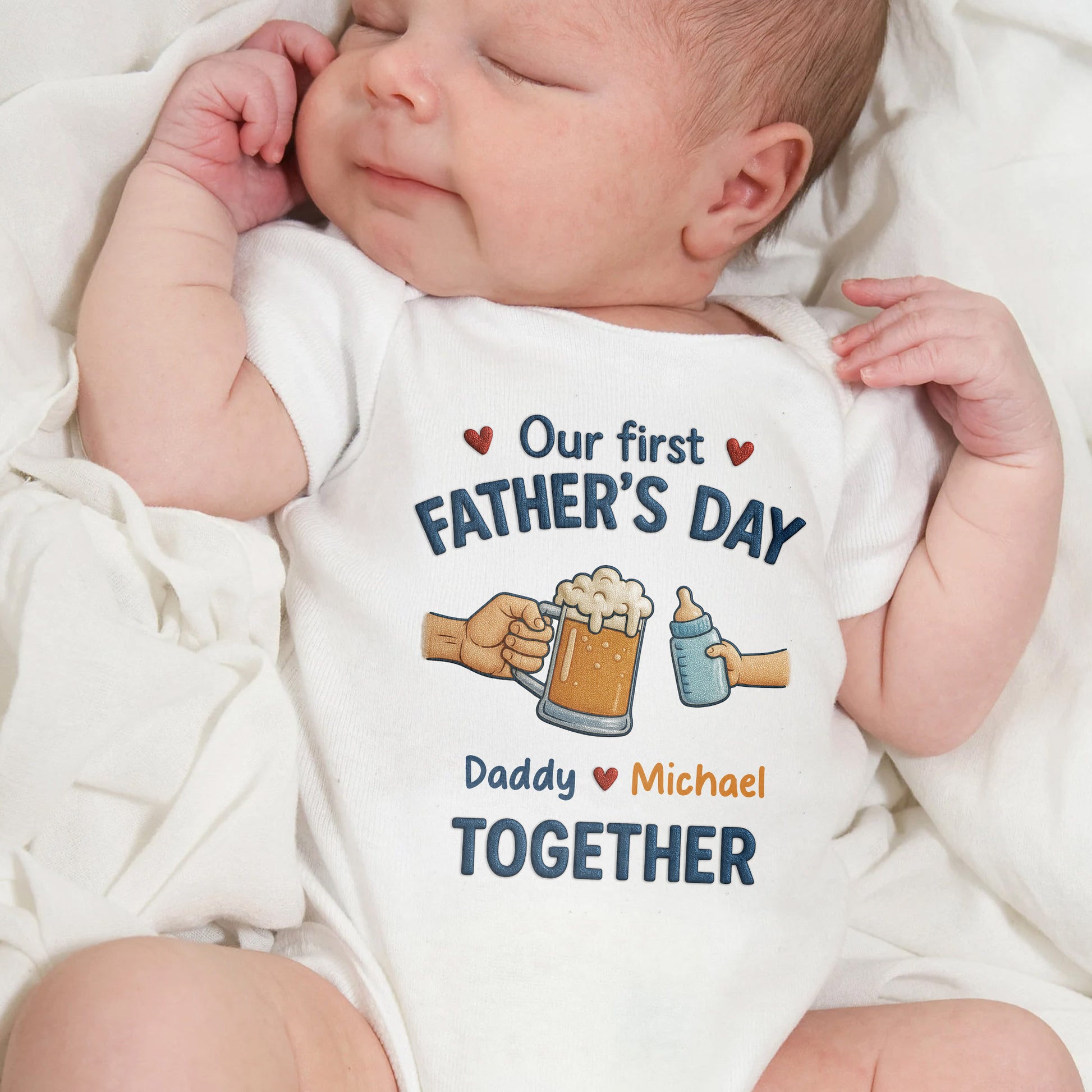Our First Father's Day, Daddy & Michael Together, Beer Mug and Baby Bottle